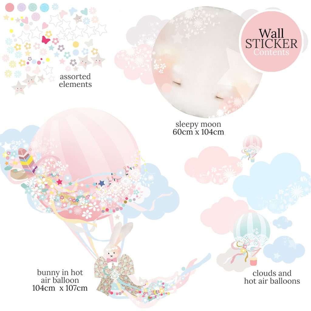 Hot Air Balloon Wall Sticker - Girl - Schmooks 